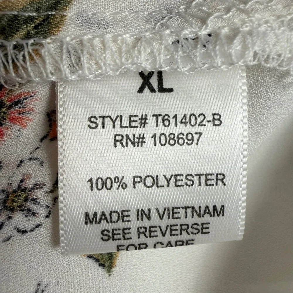 Sweet Rain Blouse Women XL White Floral Strappy V-Neck Cap Sleeve‎ Lightweight